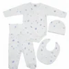Ajuar Pima Entero Azul AJUAR CLÍNICO PIMA DE 4 PZAS PARA BEBÉ: COLECCIÓN ESTAMPADA