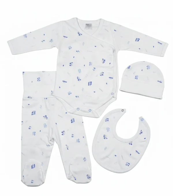 Ajuar Pima Entero Azul AJUAR CLÍNICO PIMA DE 4 PZAS PARA BEBÉ: COLECCIÓN ESTAMPADA