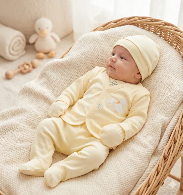 AJUAR DE 5 PZAS BEBÉ NIÑO/NIÑA DE ALGODÓN PIMA: OSITO