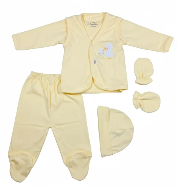 AJUAR DE 5 PZAS BEBÉ NIÑO/NIÑA DE ALGODÓN PIMA: OSITO