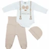 SET DE 3 PZAS BEBÉ  DE ALGODÓN PIMA: PEQUEÑO PRÍNCIPE