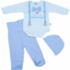 SET DE 3 PZAS BEBÉ  DE ALGODÓN PIMA: PEQUEÑO PRÍNCIPE