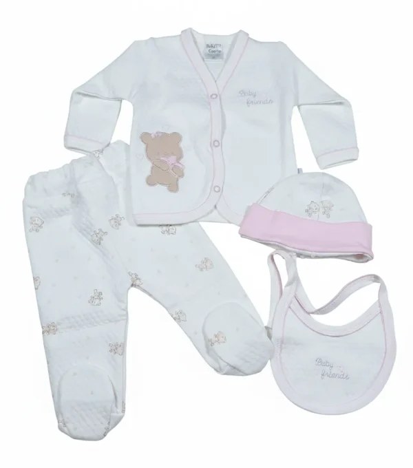 AJUAR CLÍNICO EN JACQUARD DE 4 PZAS PARA BEBÉ: COLECCIÓN BABY FRIENDS MARCA: BABY COCOTTO.