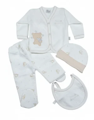AJUAR CLÍNICO EN JACQUARD DE 4 PZAS PARA BEBÉ: COLECCIÓN BABY FRIENDS MARCA: BABY COCOTTO.