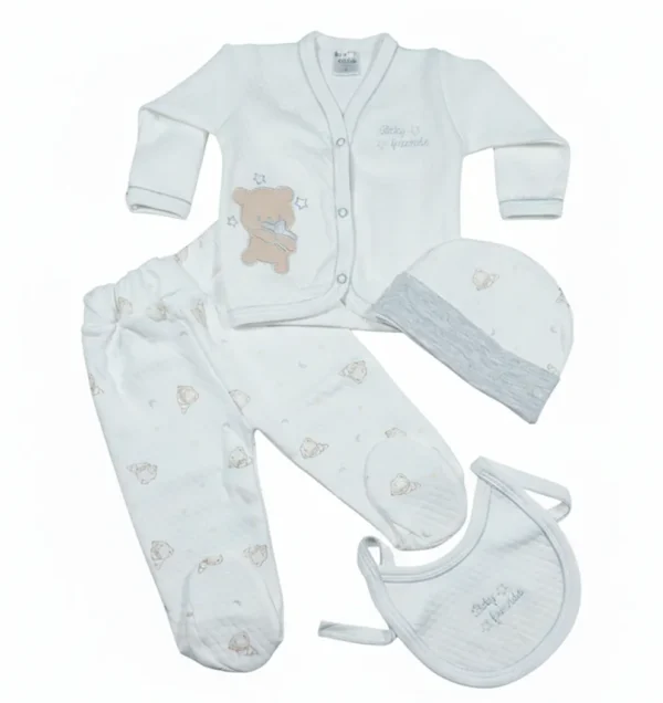 AJUAR CLÍNICO EN JACQUARD DE 4 PZAS PARA BEBÉ: COLECCIÓN BABY FRIENDS MARCA: BABY COCOTTO.