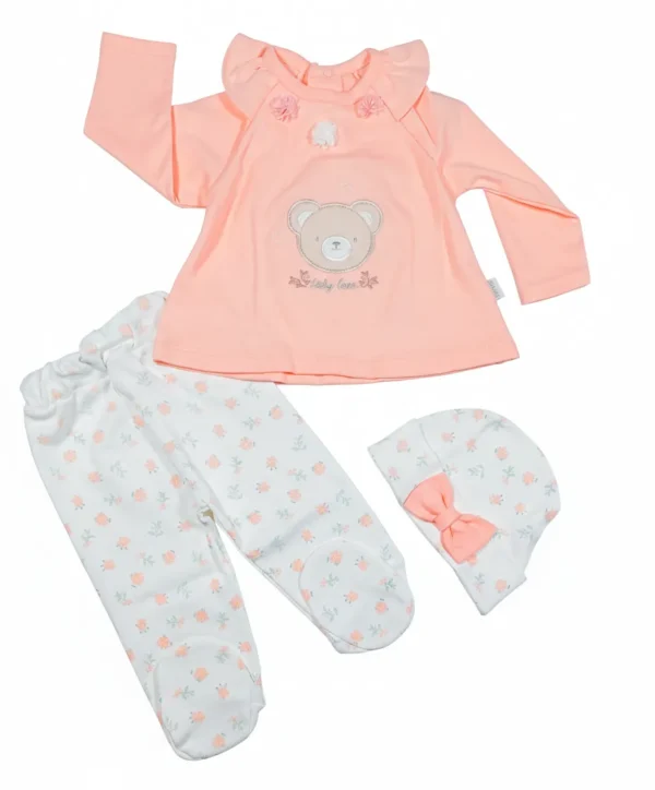 AJUAR CLÍNICO DE 3 PZAS PARA BEBÉ (0 A 3 MESES): COLECCIÓN TERNURA FLORAL