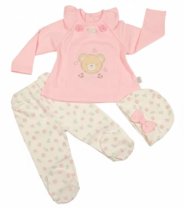 AJUAR CLÍNICO DE 3 PZAS PARA BEBÉ (0 A 3 MESES): COLECCIÓN TERNURA FLORAL