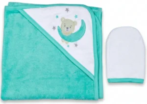 SET DE TOALLA CON CAPUCHA Y GUANTE DE BAÑO (TEJIDO GRUESO) | BABY BATH