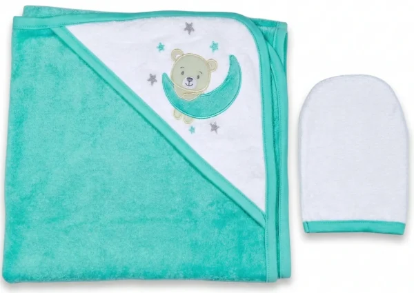 SET DE TOALLA CON CAPUCHA Y GUANTE DE BAÑO (TEJIDO GRUESO) | BABY BATH