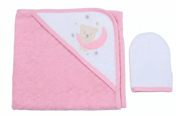 SET DE TOALLA CON CAPUCHA Y GUANTE DE BAÑO (TEJIDO GRUESO) | BABY BATH